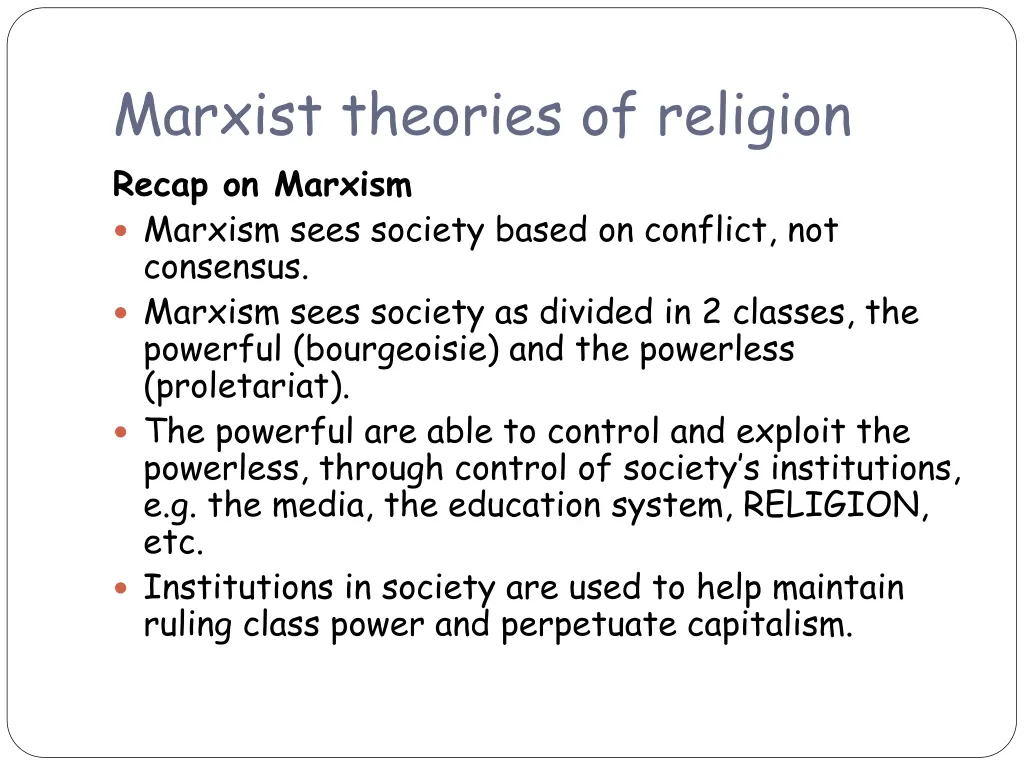 marxist theories of religion recap on marxism