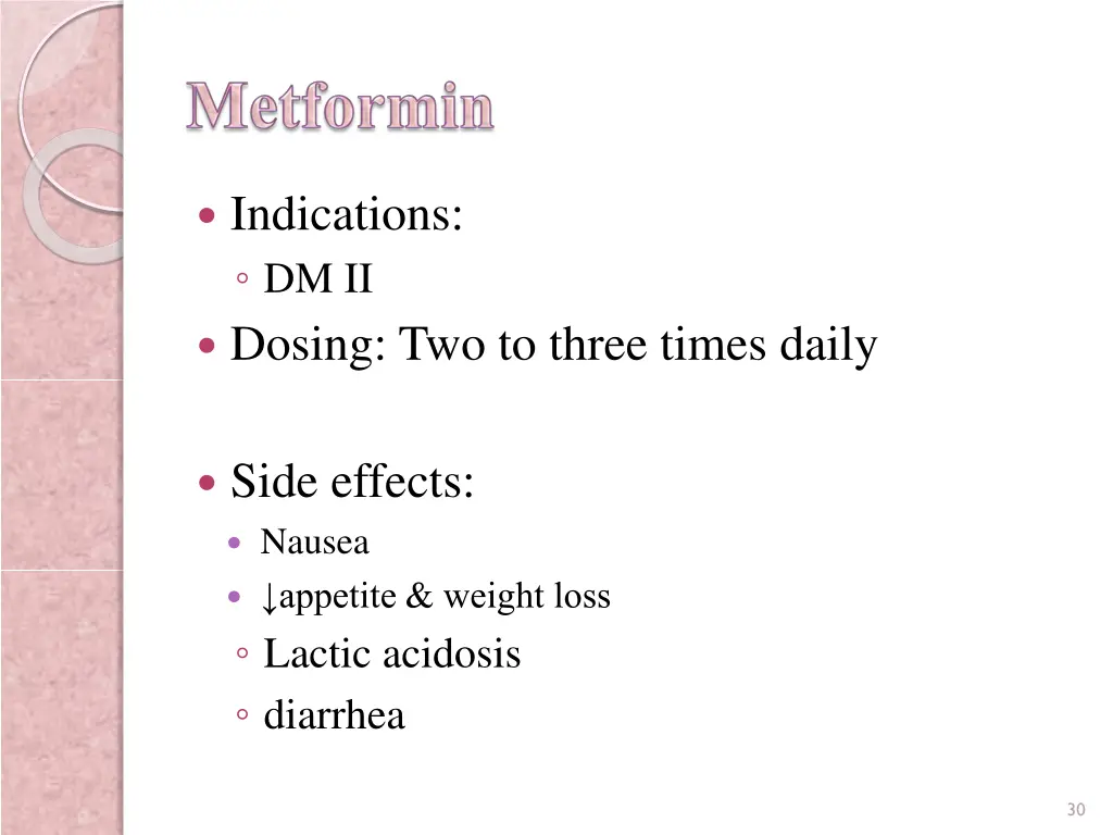indications dm ii dosing two to three times daily
