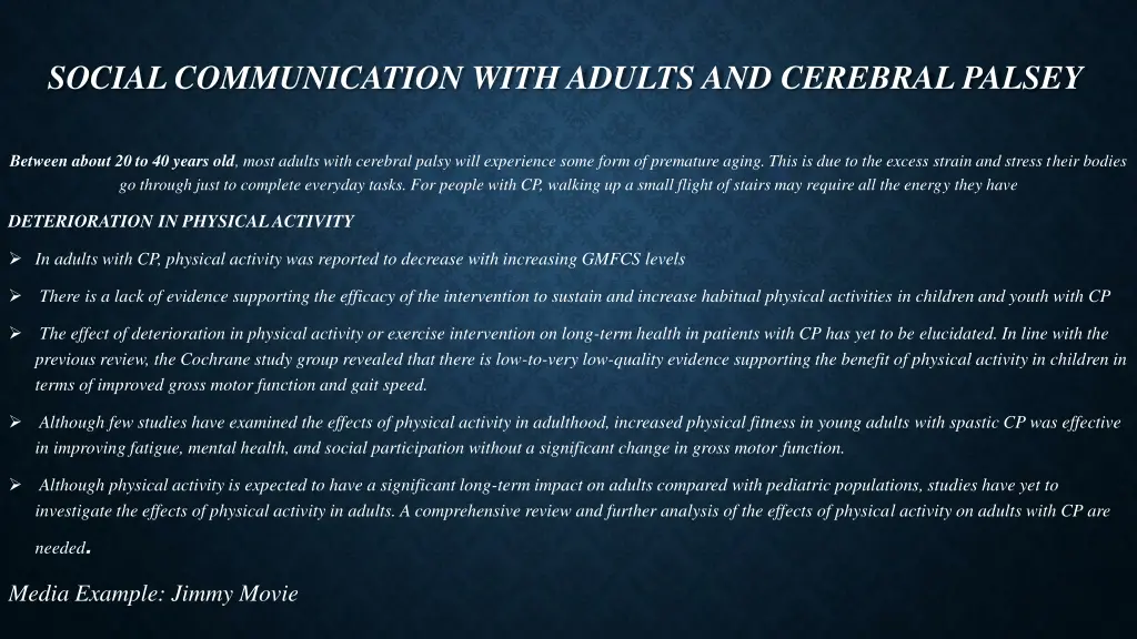 social communication with adults and cerebral