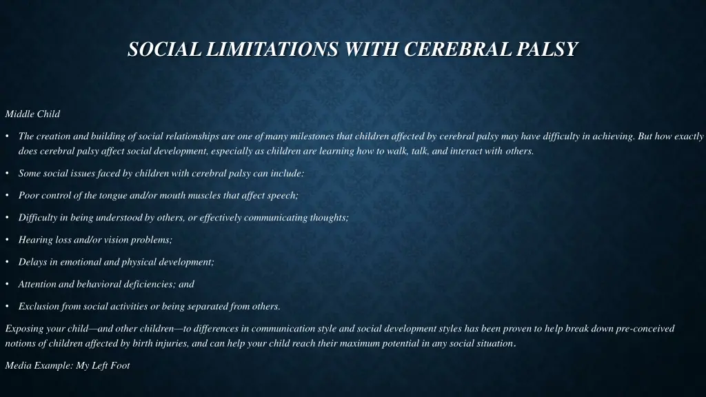 social limitations with cerebral palsy