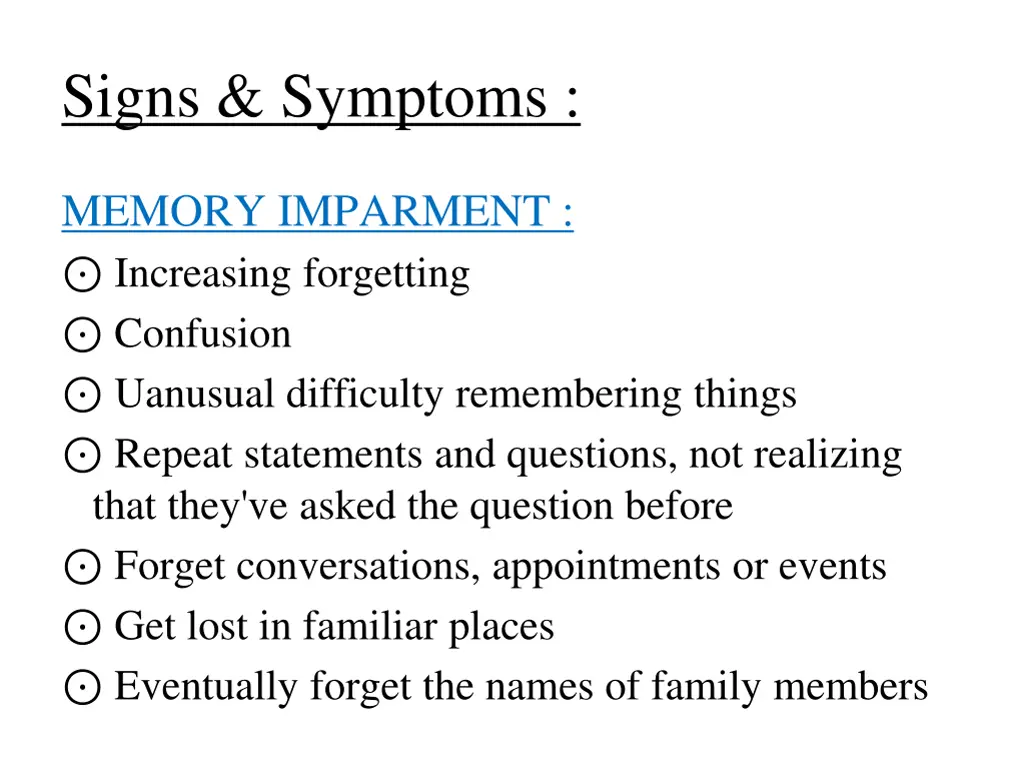 signs symptoms