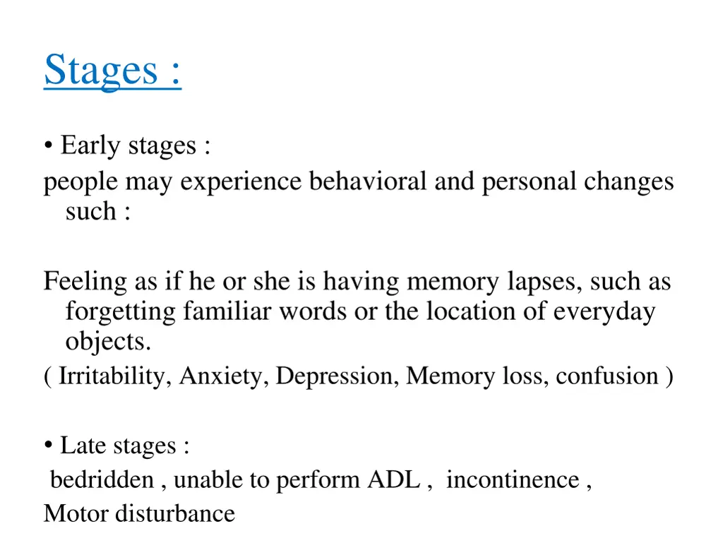 stages