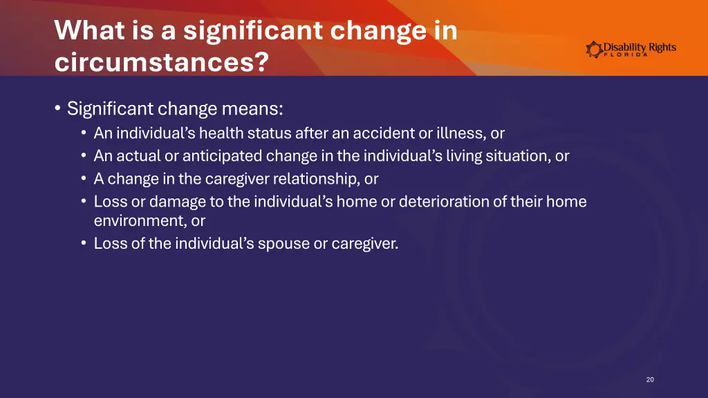 what is a significant change in circumstances