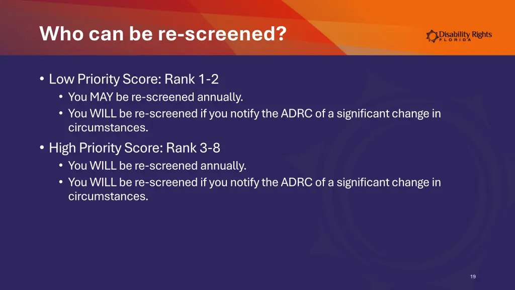 who can be re screened