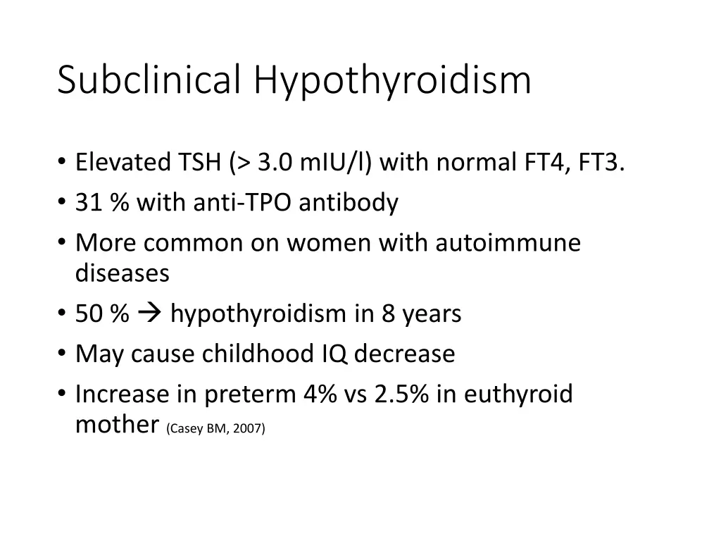 subclinical hypothyroidism