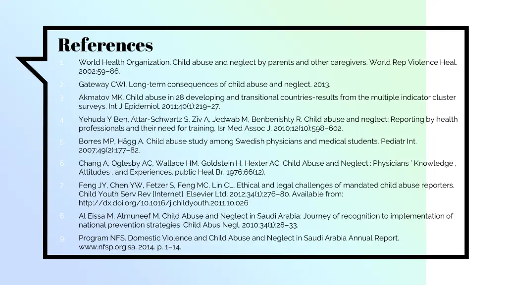 references 1 world health organization child