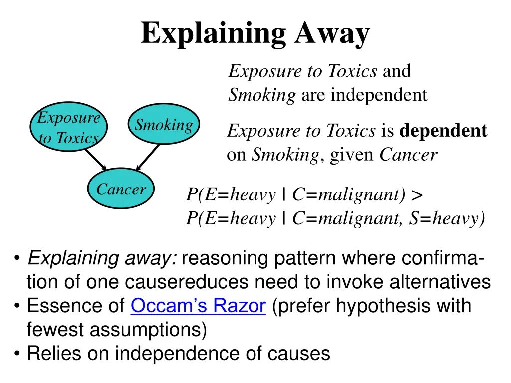 explaining away exposure to toxics and smoking