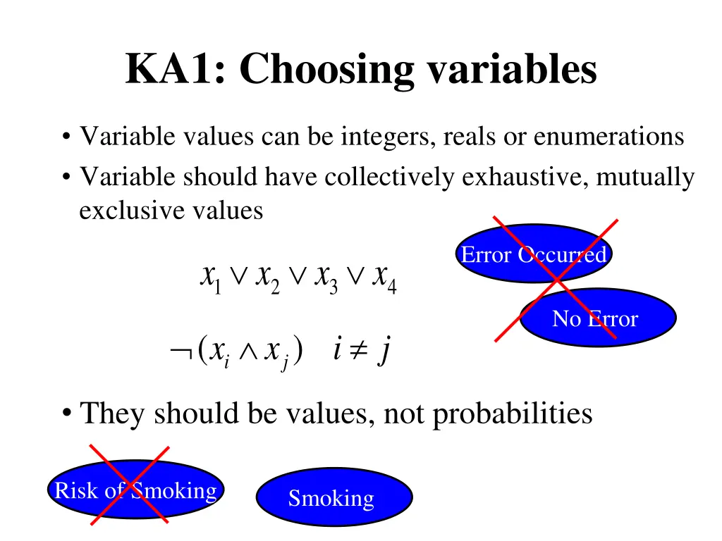 ka1 choosing variables