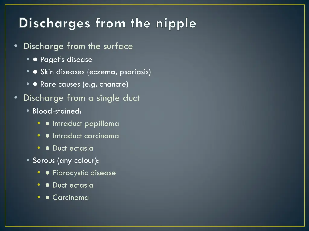 discharges from the nipple