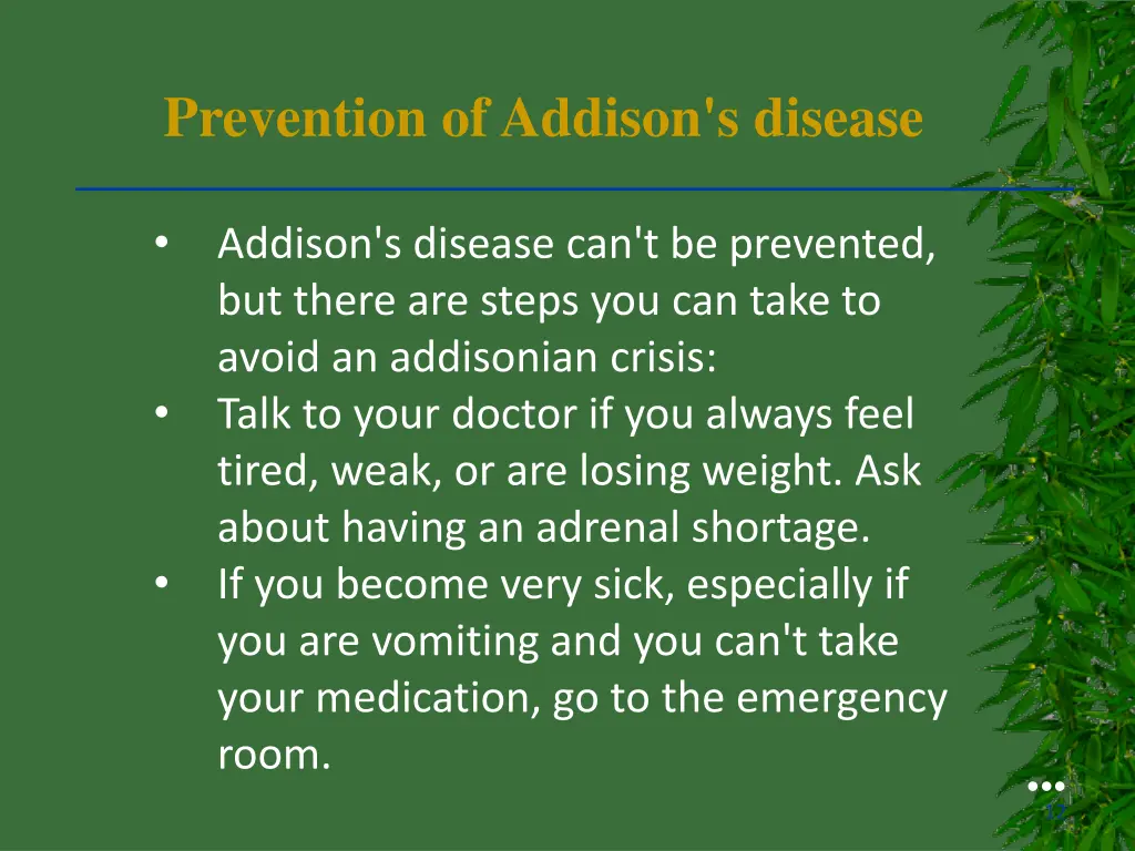 prevention of addison s disease