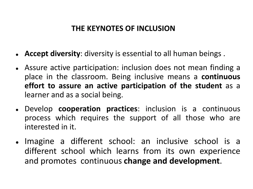 the keynotes of inclusion