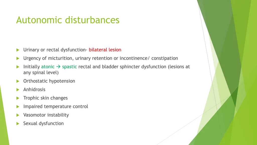 autonomic disturbances