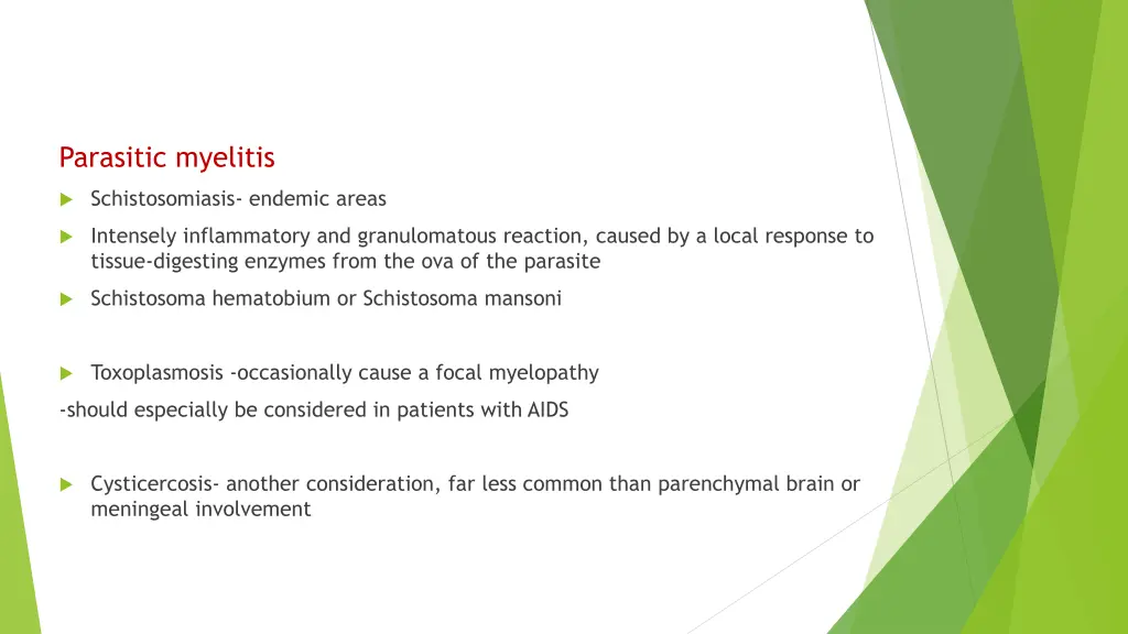 parasitic myelitis