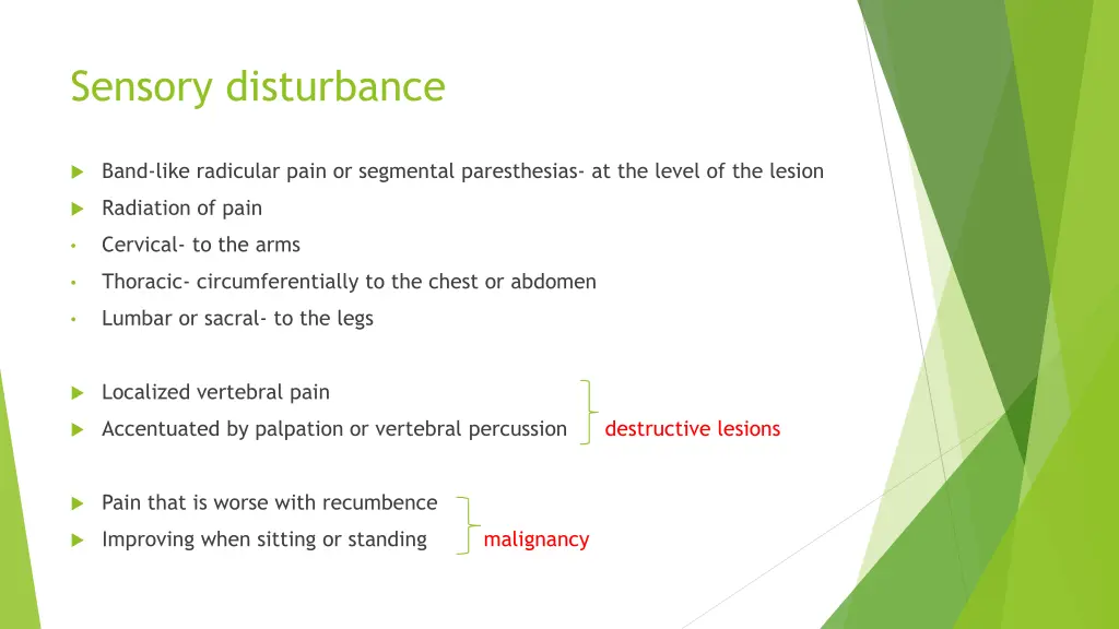 sensory disturbance