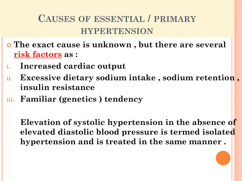 c auses of essential primary hypertension