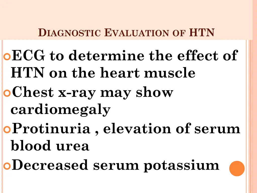 d iagnostic e valuation of htn