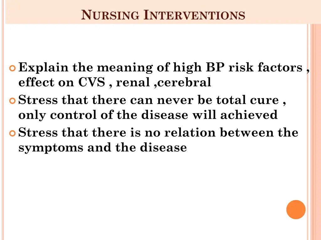 n ursing i nterventions