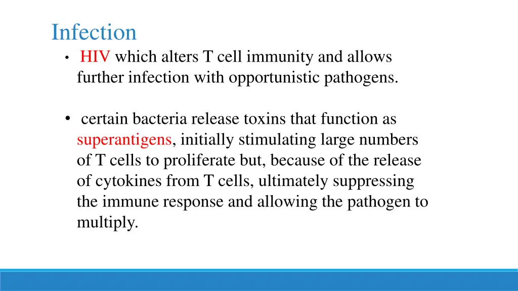 infection hiv which alters t cell immunity