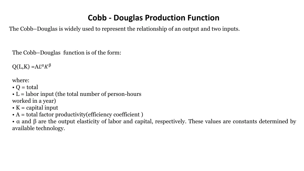 cobb douglas production function