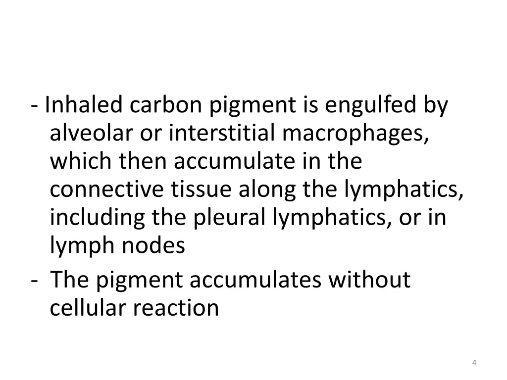 inhaled carbon pigment is engulfed by alveolar