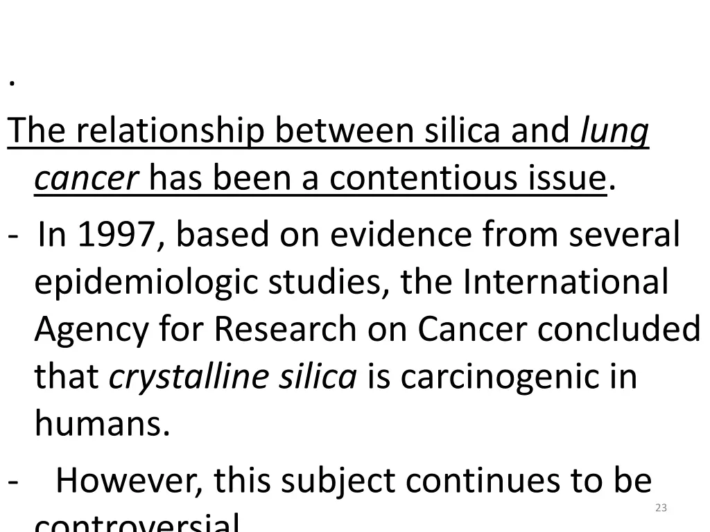 the relationship between silica and lung cancer