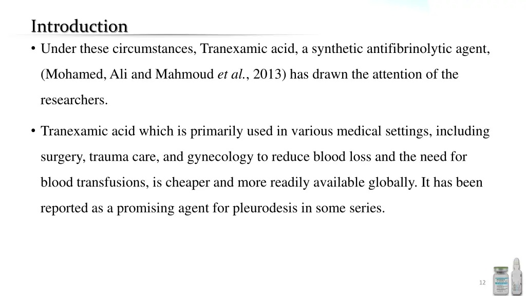 introduction under these circumstances tranexamic