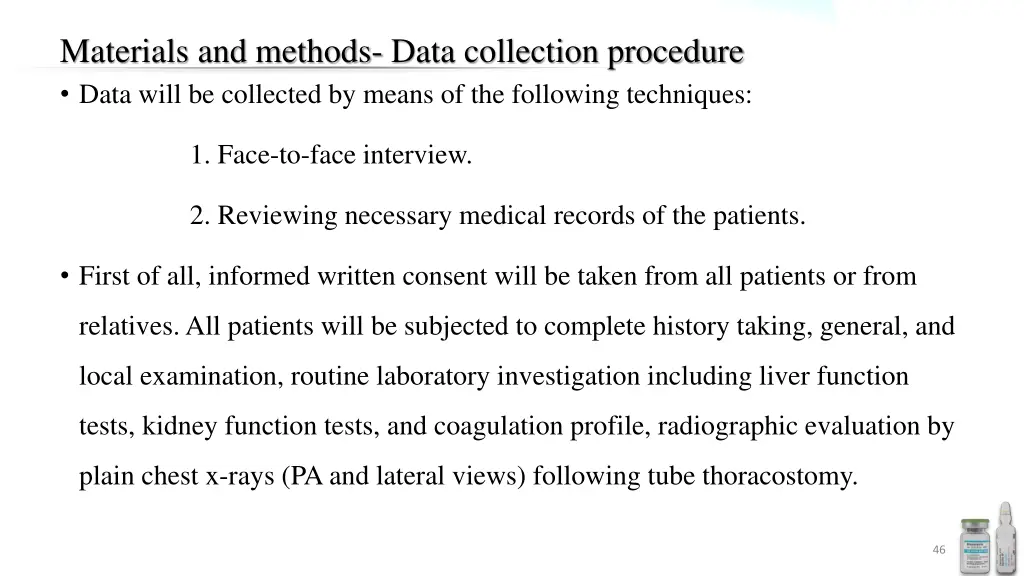 materials and methods data collection procedure