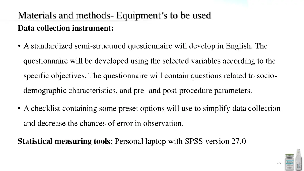 materials and methods equipment s to be used data