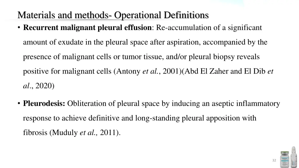 materials and methods operational definitions