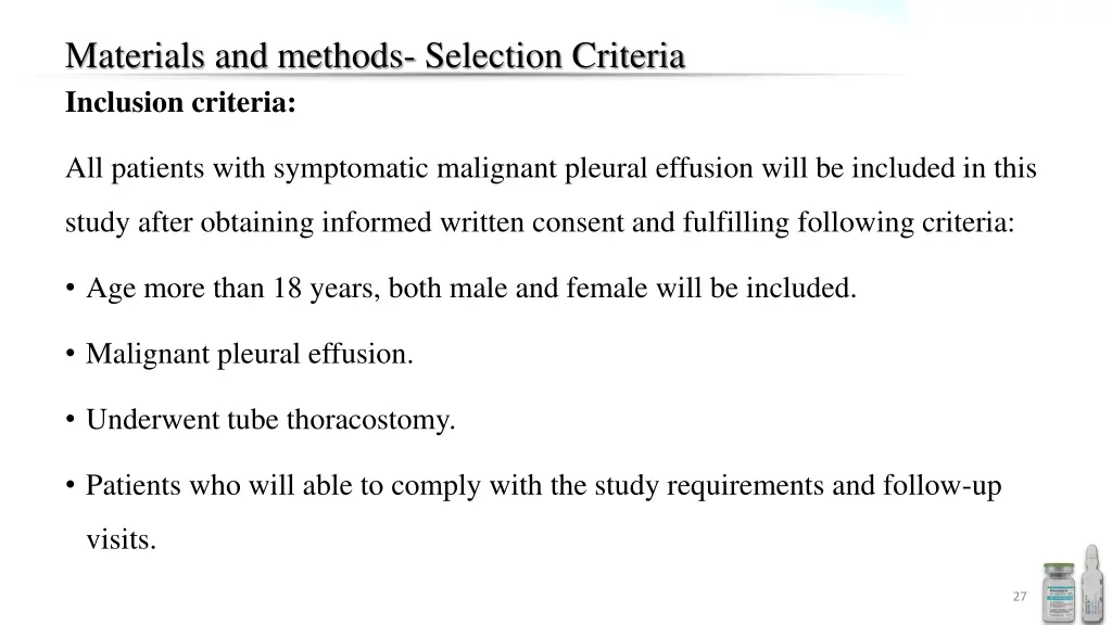 materials and methods selection criteria