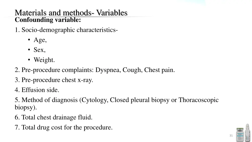 materials and methods variables confounding