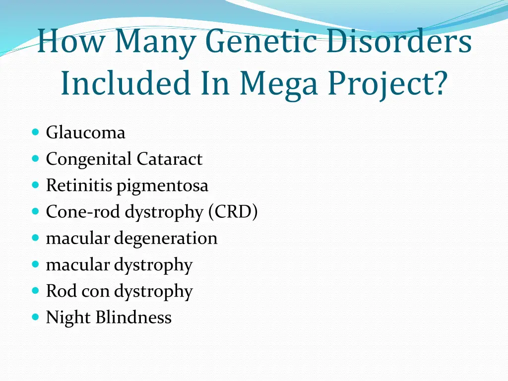 how many genetic disorders included in mega