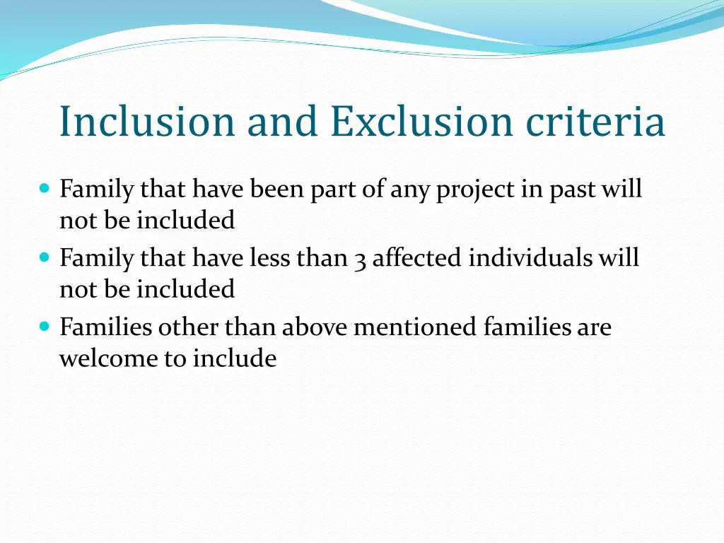 inclusion and exclusion criteria