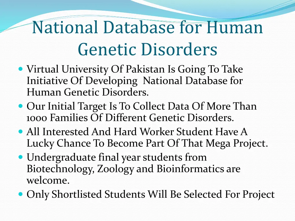 national database for human genetic disorders
