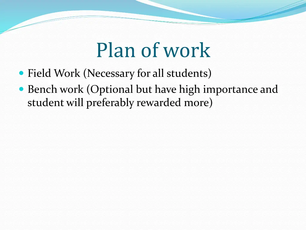 plan of work