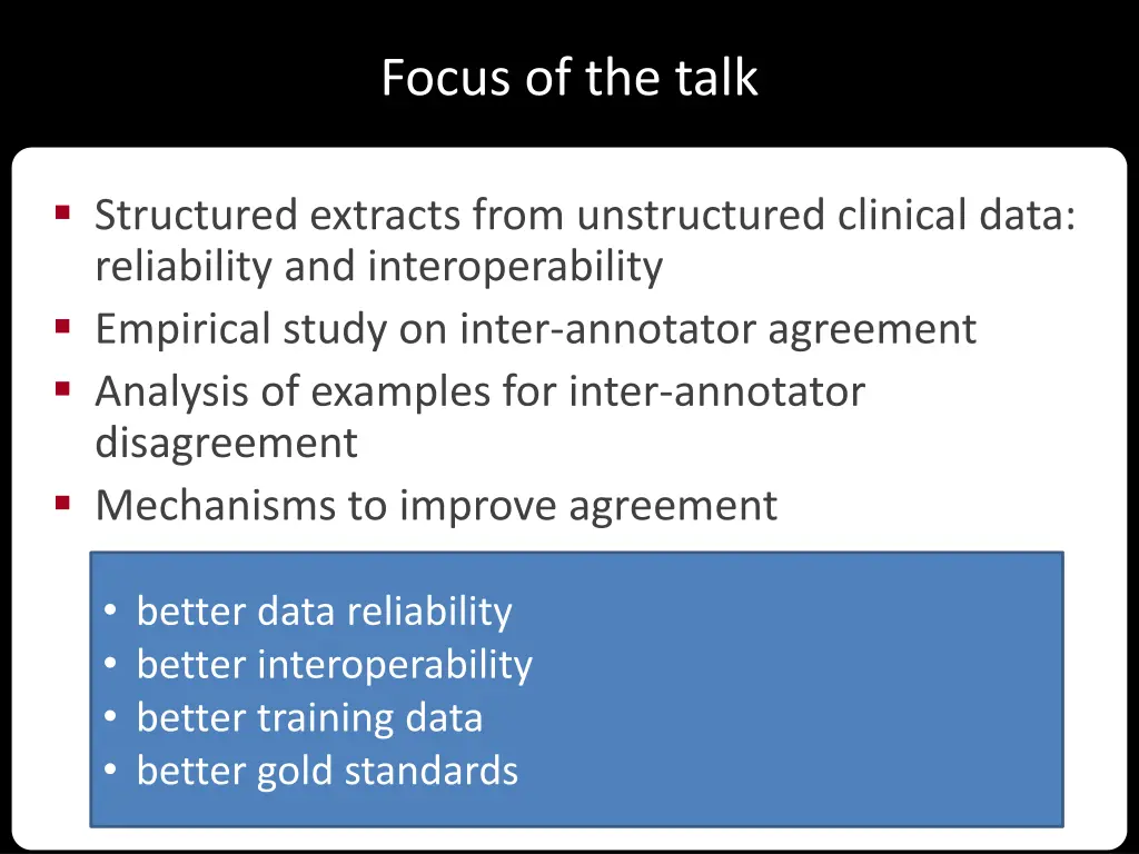 focus of the talk