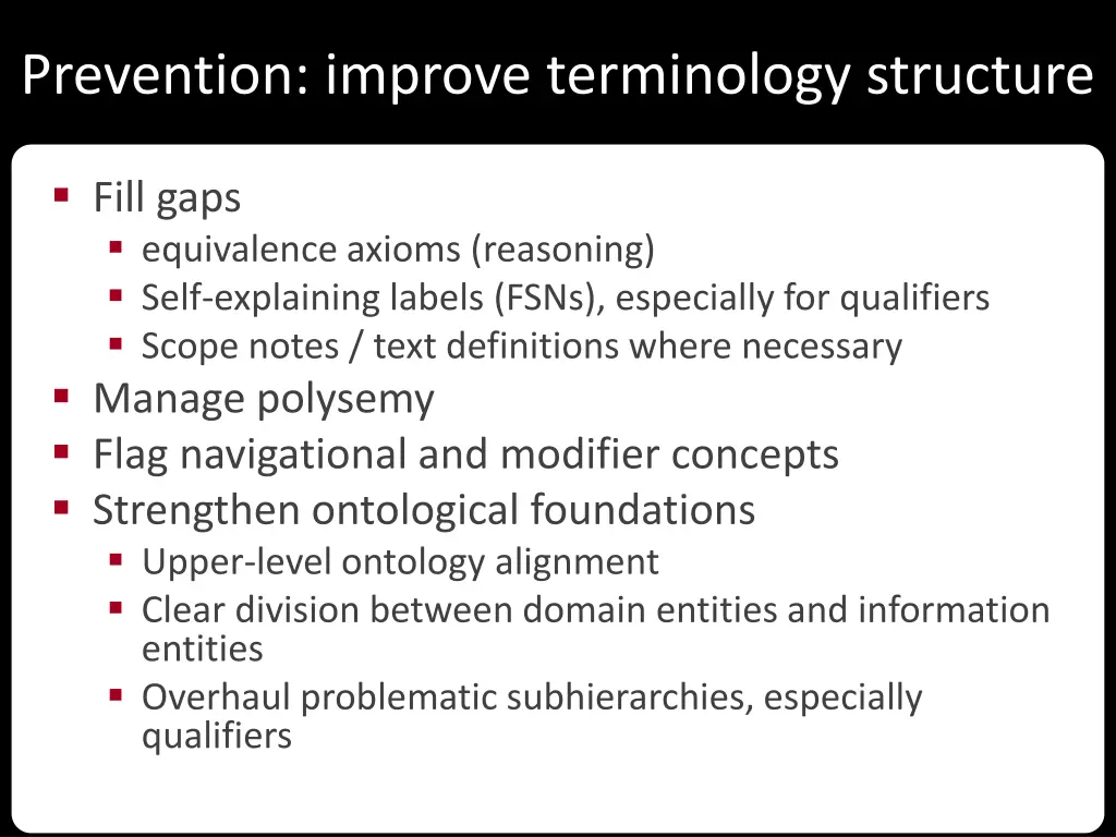 prevention improve terminology structure