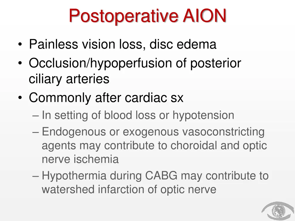 postoperative aion