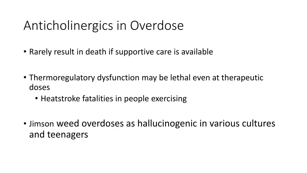 anticholinergics in overdose