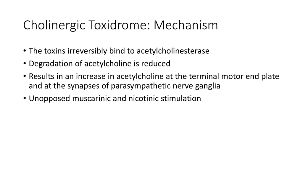 cholinergic toxidrome mechanism