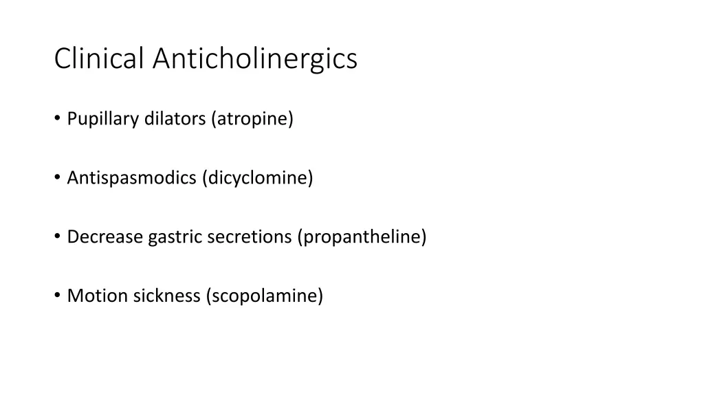 clinical anticholinergics