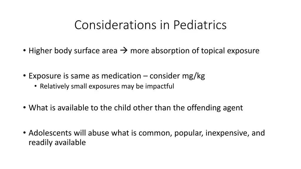 considerations in pediatrics