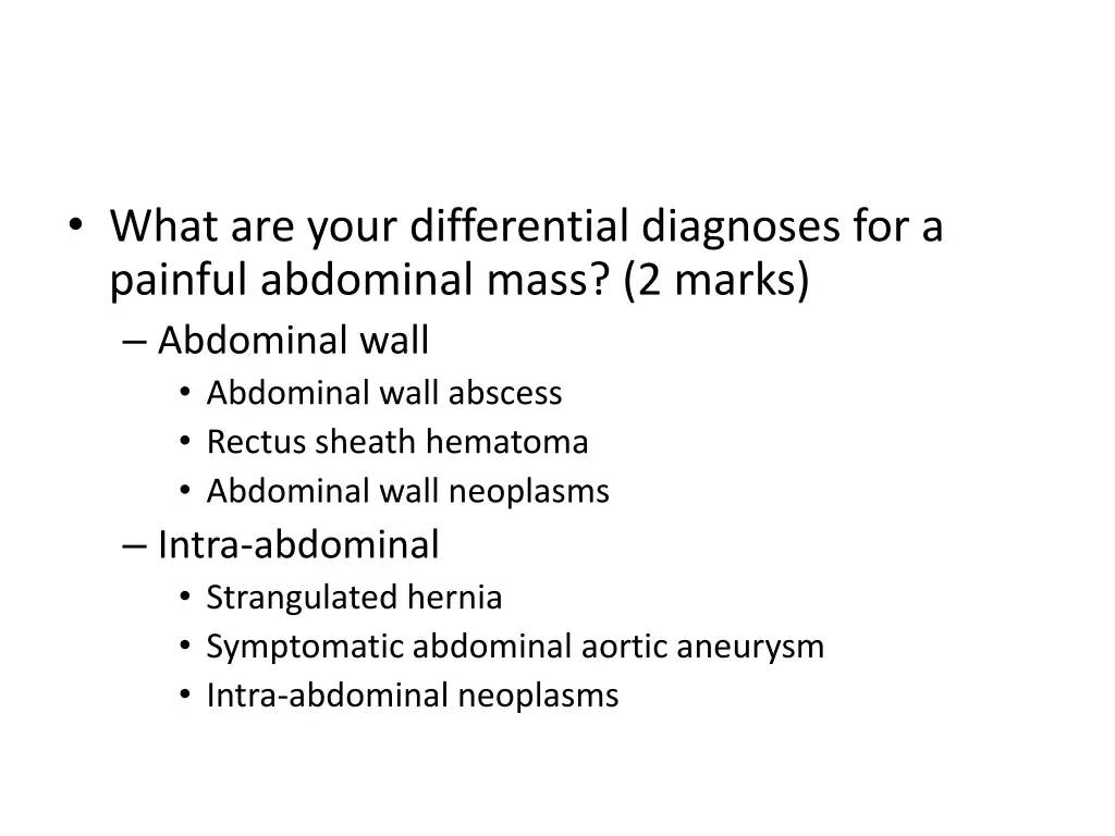 what are your differential diagnoses 1