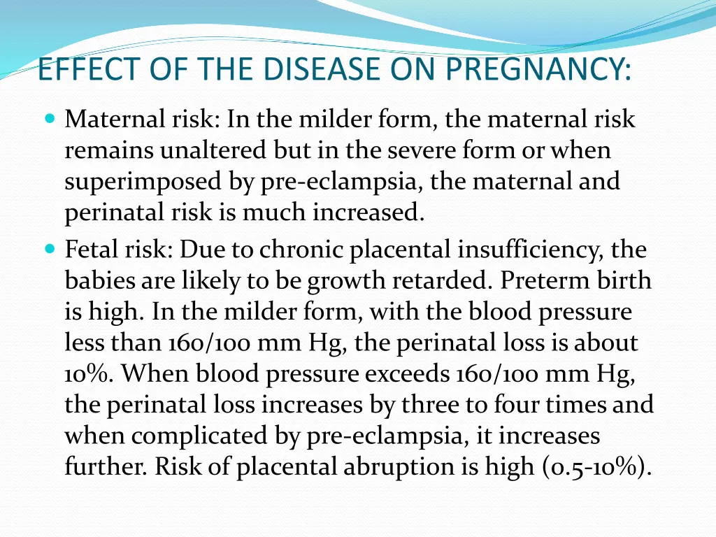 effect of the disease on pregnancy