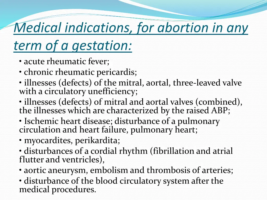 medical indications for abortion in any term