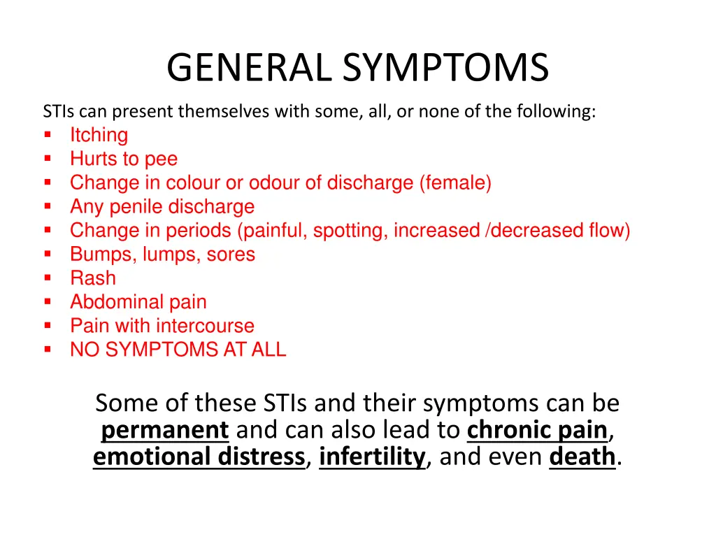 general symptoms