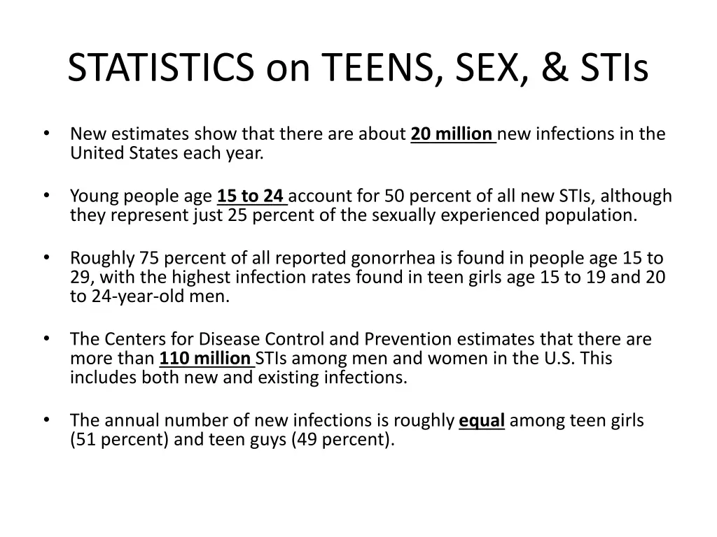 statistics on teens sex stis