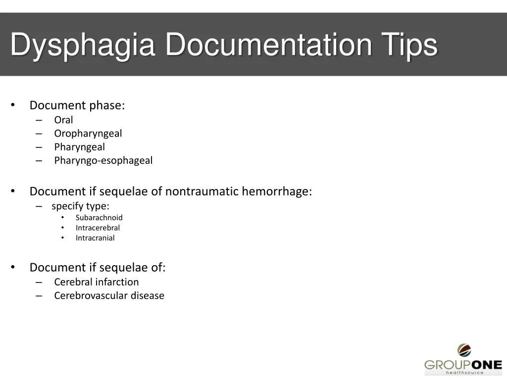 dysphagia documentation tips