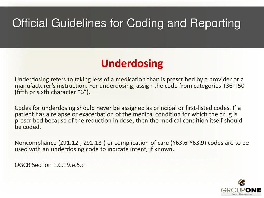 official guidelines for coding and reporting