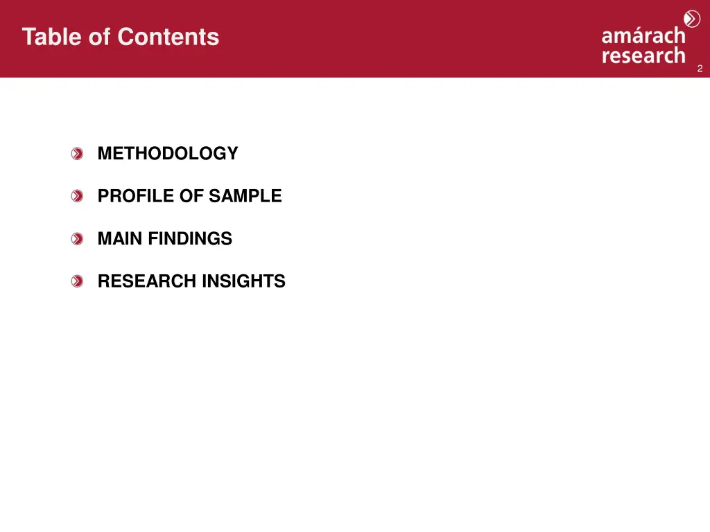 table of contents
